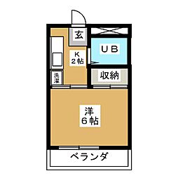 シティーハイツ 1Kの間取図画像