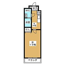 ブルーメ 1Kの間取図画像