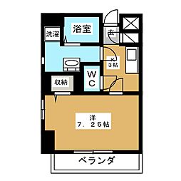 新鎌スカイタワー 8階1Kの間取り