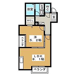 クィーンクェshoto 1階1LDKの間取り