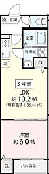 グレアス船橋 3階1LDKの間取り