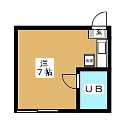 メゾンリッシュ海神 2階ワンルームの間取り