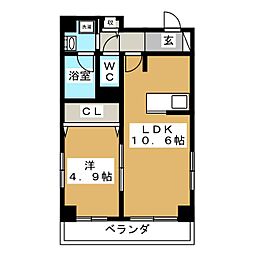 フェアリア船橋本町 2階1LDKの間取り