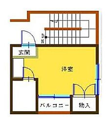 京成松戸線 滝不動駅 徒歩12分の賃貸マンション 2階ワンルームの間取り
