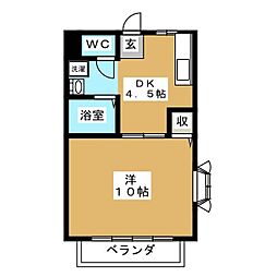 サンハイツ青山 1DKの間取図画像