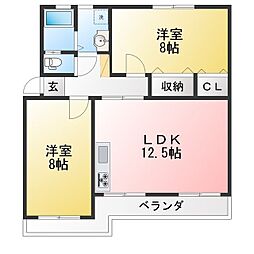 船橋グリーンハイツ2-9-4 2LDKの間取図画像