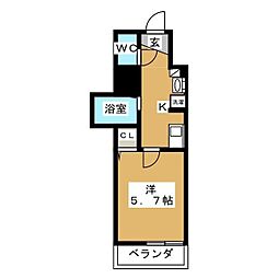 MELDIA二和向台 1Kの間取図画像