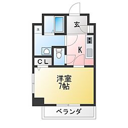 新鎌スカイタワー 1Kの間取図画像