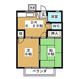 金井ハイム・ツワイ 2DKの間取図画像