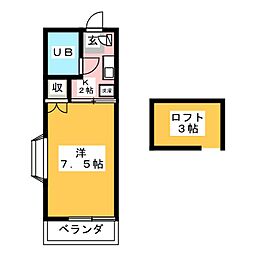 スカイメゾン東船橋 1Kの間取図画像