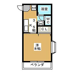 ヴィクトワール新鎌ヶ谷 1Kの間取図画像