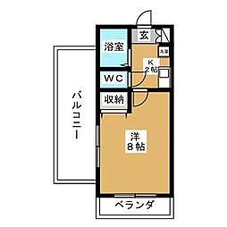 メゾンサンルーツ 1Kの間取図画像