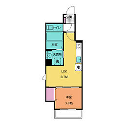 ピーニャ市川 1階1LDKの間取り