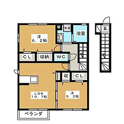 プレジオ 2階2LDKの間取り