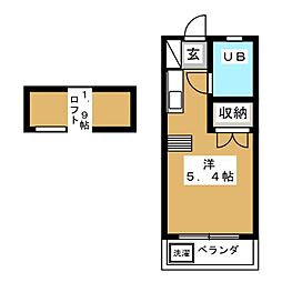 ロイヤルハイツB棟 ワンルームの間取図画像