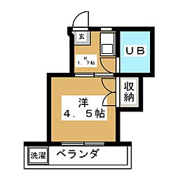 ウイング南 1Kの間取図画像