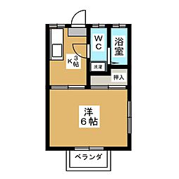 コーポ加藤 1Kの間取図画像