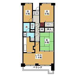 潮ハイツ 3LDKの間取図画像
