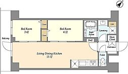 グランカーサ平井 5階2LDKの間取り