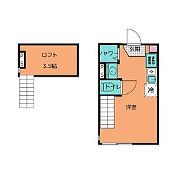SUNNY HILLS 新小岩 2階ワンルームの間取り