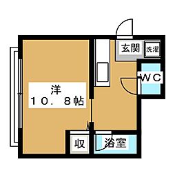 奥戸パレス2 2階ワンルームの間取り