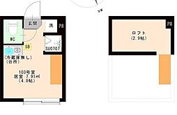 ＪＵＮＥ 1階ワンルームの間取り