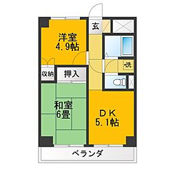 マンションサンエイドA 2DKの間取図画像