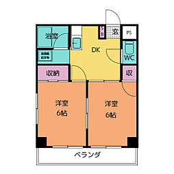 ハイムジョイフル 2DKの間取図画像