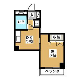 スクエアヒルズ 1DKの間取図画像