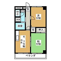 フォレストビル 2DKの間取図画像