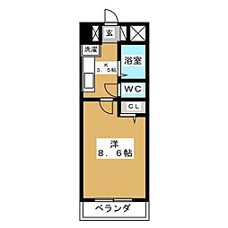 阿部松島マンション 1Kの間取図画像