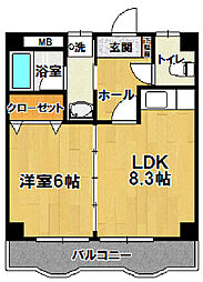 Ｌａ　ｇｒａｎｄ　ｓｉｘ 3階1LDKの間取り