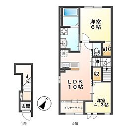 キルシェ 2階2LDKの間取り