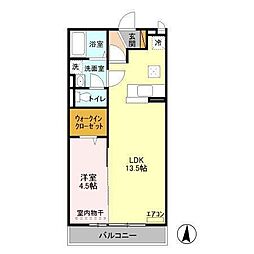 エムヒルズB 1LDKの間取図画像