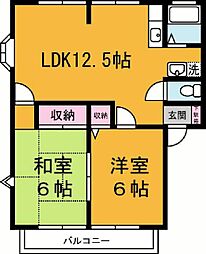 サンライフ稲荷前A 2LDKの間取図画像