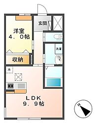 アヴェニール陽向2 1LDKの間取図画像