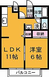 サンガーデン稲荷前C 1LDKの間取図画像