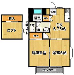 シャトーレイイダ1 2DKの間取図画像
