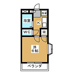 ハイツエスティアン 1階1Kの間取り