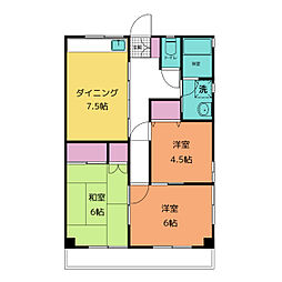 ひだまり 2階3DKの間取り