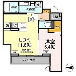 D-SOLACE幕張本郷1丁目 1階1LDKの間取り
