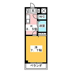 プレミール壱番館 1階1Kの間取り