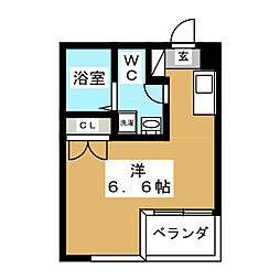 ＲＯＯＭ335 4階ワンルームの間取り