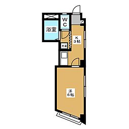川島ハイツ 1Kの間取図画像
