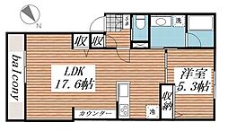 ルクス津田沼 1LDKの間取図画像