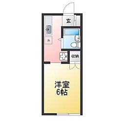 プリベ・メゾンMORI 1Kの間取図画像