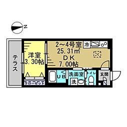 Carm(カーム)津田沼 1DKの間取図画像