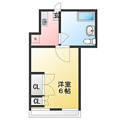 サンマリン三田 1Kの間取図画像