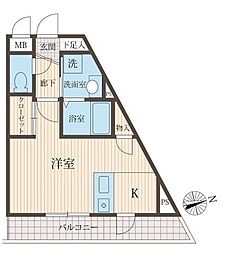 ミリアビタNo.10 ワンルームの間取図画像