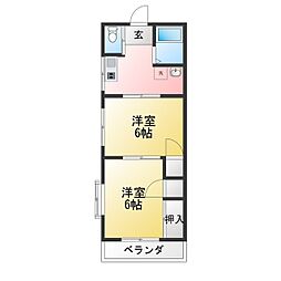 コーポソレイユ 2Kの間取図画像